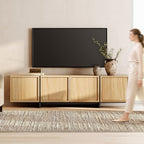 WAMPAT Modern TV Stand for 32-75 inch TVs, Wood Entertainment Center with Storage Cabinets, Media TV Console Table for Living Room, Oak