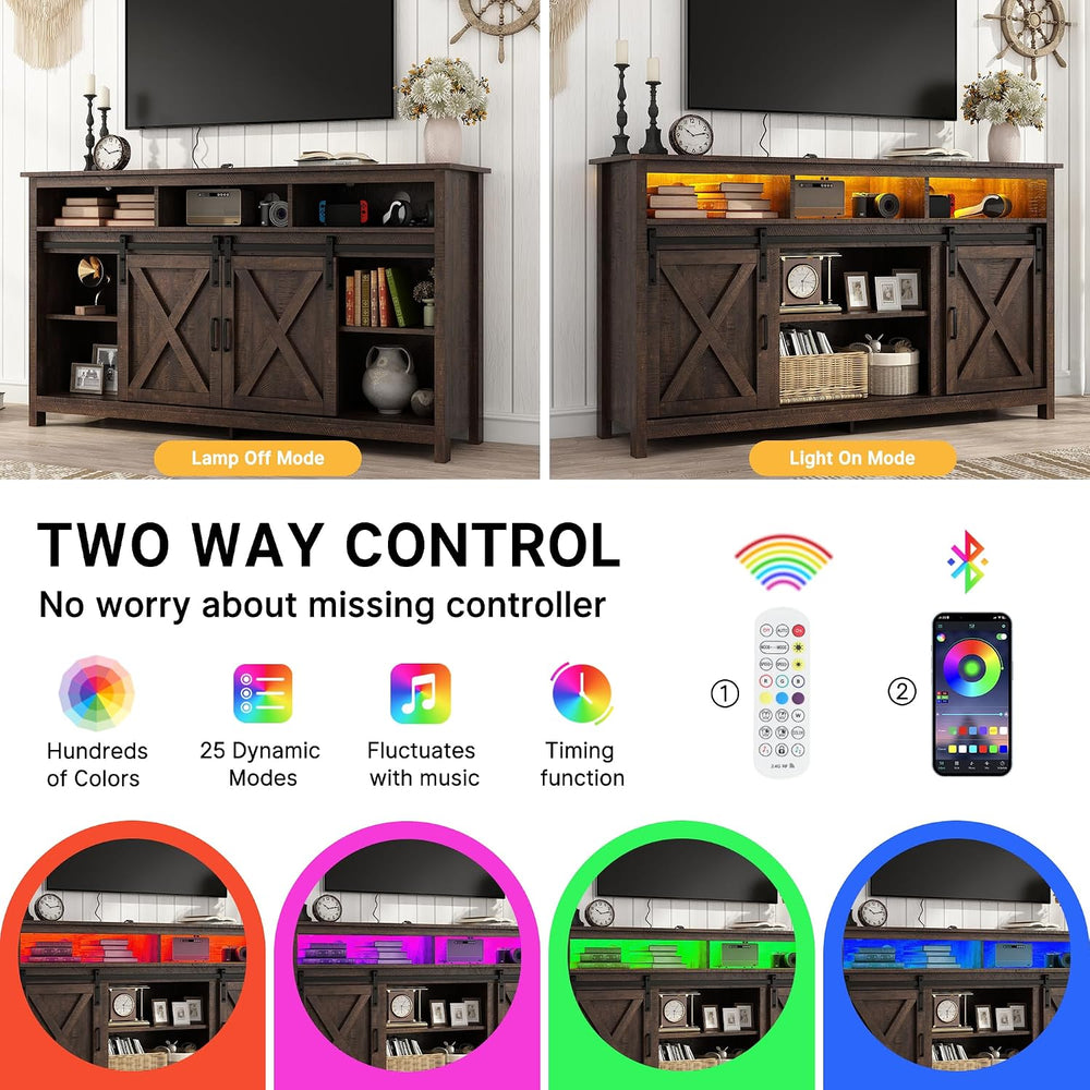 Vinctik 6&Fox 57In Wooden Farmhouse Entertainment Center for 60/65 inch T...