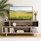 Lightdot TV Stand for TVs up to 45'', Modern Entertainment Center with 3 Storage Open Large Capacity for Collection, Media Console Table for Living Room/Entrance/Sofa Cabinet,Easy Assembly-Red Walnut