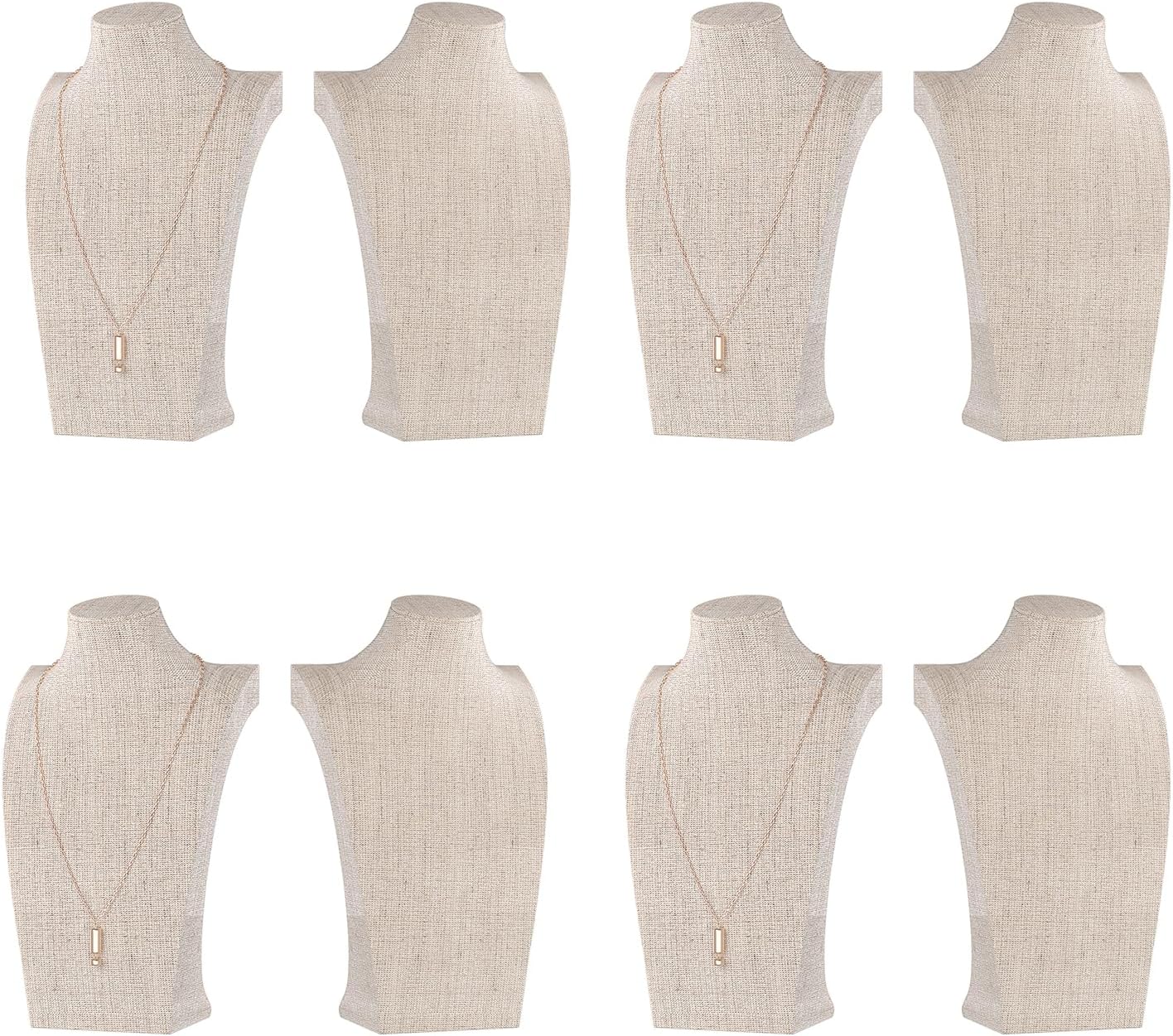 Necklace Bust Display Stand, Necklace Holder, Pendant Chain Necklace Organizer for Women (Yellow Linen, L 2PCS)