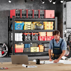 MIIIKO 48" W Storage Shelves,3000LBS Metal Garage Storage Shelving,Heavy Duty Adjustable Unit Storage Shelves for Warehouse,Basement,48" W x 24" D x 70" H,Black