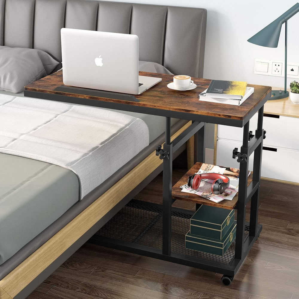 Tribesigns Height Adjustable C Table with Wheels, Mobile Couch Snack Side Tab...