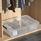 3 Packs 40 Quart Large Under Bed Storage Box, Wheeled Under Bed Storage Containers, Clear