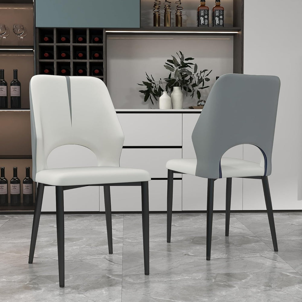 Upholstered Dining Chairs Set of 2, Modern PU Leather Dining Room Kitchen Sid...