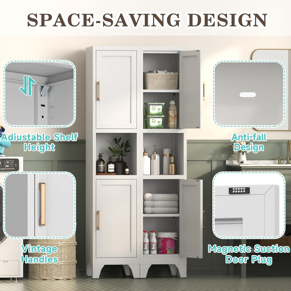 67" H Tall Bathroom Storage Cabinet with 2 Doors ＆Adjustable Shelves,Nar...