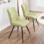 Dining Chairs Set of 5, Modern Dining Chairs with Thick Cushions, PU Leather Upholstered Kitchen Dining Room Chairs with Metal Legs for Dining Living Room (Green)