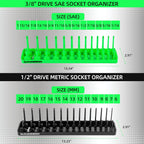 8PCS Socket Organizer Set, Socket Holder, 1/4", 3/8", 1/2" Metric & SAE Socket Tools Trays.