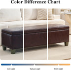 41" Storage Ottoman, Storage Bench with Safety Hinge, Upholstered Synthetic Leather Ottoman Bench for Bedroom, Living Room, Entryway, Hallway, Foot Rest, Support 500lbs