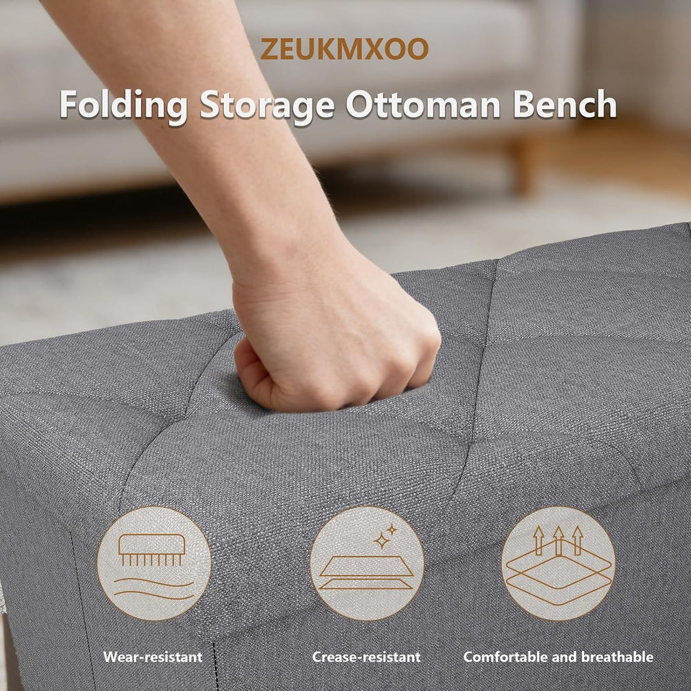 Folding Ottoman with Storage Bench,Storage Ottoman Bench,30 Inches Ottoman Fo...