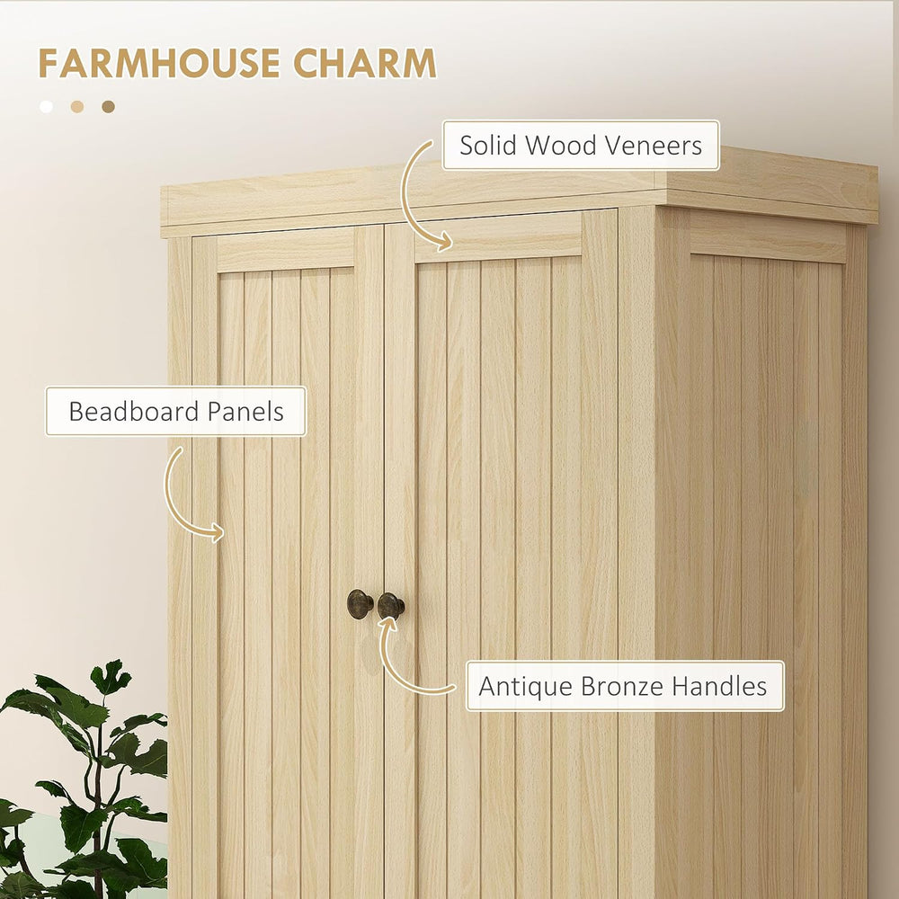 72" Farmhouse Kitchen Pantry Cabinet, Freestanding Tall Storage Cabinet ...
