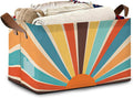Boho Abstract Sun Collapsible Storage Box,Geometric Organizer Bin with Handles for Room Decoration,Bins Book Basket Box 17x11.5x10Inch