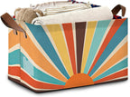 Boho Abstract Sun Collapsible Storage Box,Geometric Organizer Bin with Handles for Room Decoration,Bins Book Basket Box 17x11.5x10Inch