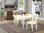 East West Furniture MZCL3-LWH-W 3 Piece Dinette Set for Small Spaces Contains a Rectangle Dining Table with Dropleaf and 2 Dining Chairs, 36x54 Inch, Linen White