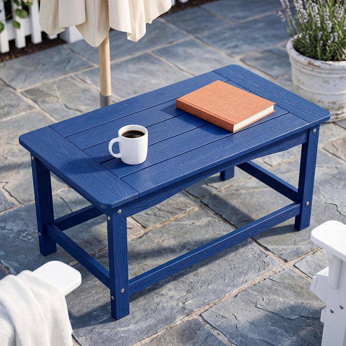 Blue Outdoor Coffee Table for Patio 35.4 x 17.5 x 16.1 Poly Lumber