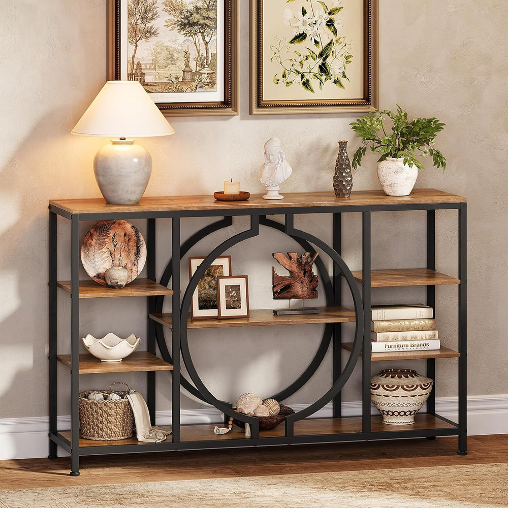 GiftGo 47" Industrial Console Tables for Entryway Rustic Sofa Table Behi...