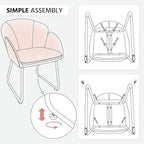 Yaheetech Flower Shape Velvet Vanity Chair, Modern Side Armchair Makeup Chair no Wheels with Golden Metal Legs for Living Room/Dressing Room/Bedroom/Home Office/Kitchen, Pink