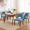Dining Chairs Set of 4,Modern Dining Room Chairs with Thick Cushions,Upholstered Linen Fabric Kitchen Chairs for Kitchen Dining Room LIGHTBLUE