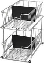 Simple Houseware 2 Tier Cabinet Wire Basket Drawer Organizer, Grey