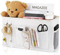 Bedside Caddy Bedside Organizer Hanging Storage Bag for Bunk College Dorm Bed and Hospital Beds with Magazine Water Bottle Phone Holder (White)