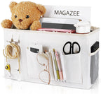 Bedside Caddy Bedside Organizer Hanging Storage Bag for Bunk College Dorm Bed and Hospital Beds with Magazine Water Bottle Phone Holder (White)