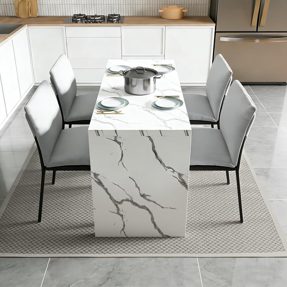 59IN Large Imitation Marble Dining Table, Suitable for 4-6 People, Modern Kit...