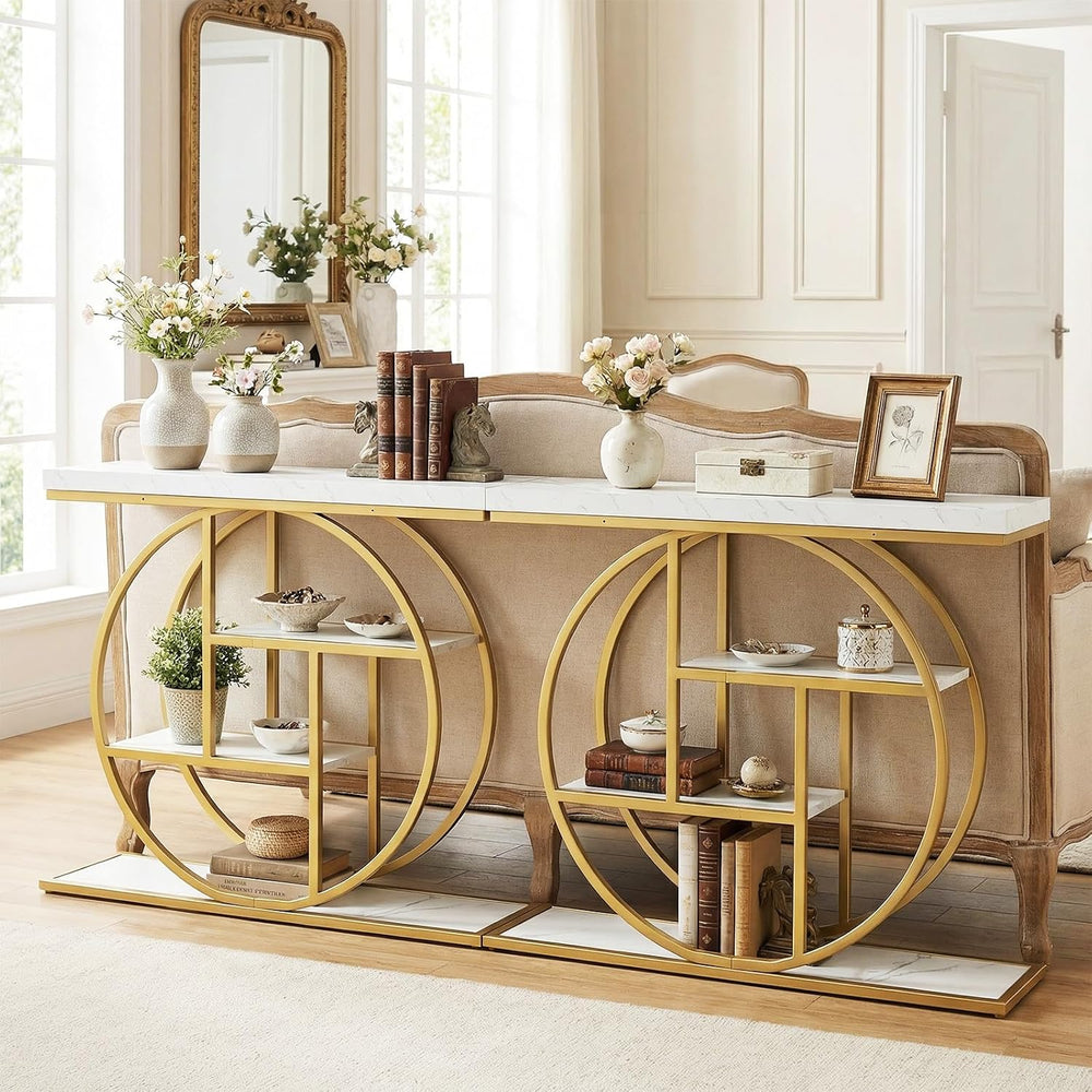 GIANTEX 41" Narrow Console Table, 4-Tier Modern Entryway Table | Behind ...