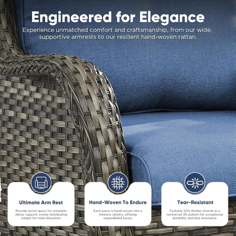 Belord 5 Piece Wicker Patio Furniture Set, Outdoor Swivel Rocker Chairs Set o...