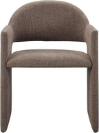 Modway Talia Upholstered Fabric Dining Armchair in Mocha - Modern Curved Dining Chair with Open-Back - Living Room Barrel Lounge Chair - Single Upholstered Accent Chair with Arms