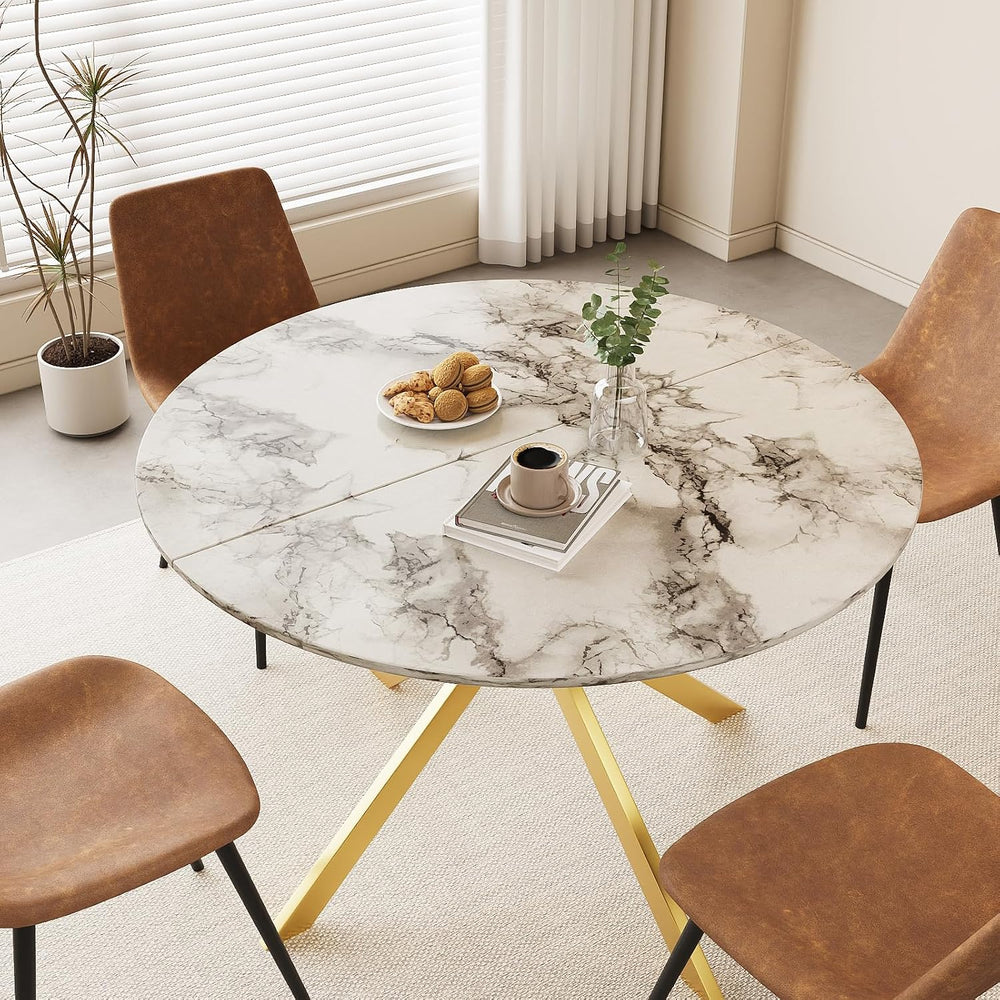 ALBAD 46.4" Round Dining Table, Mid Century Modern Round Dining Room Tab...