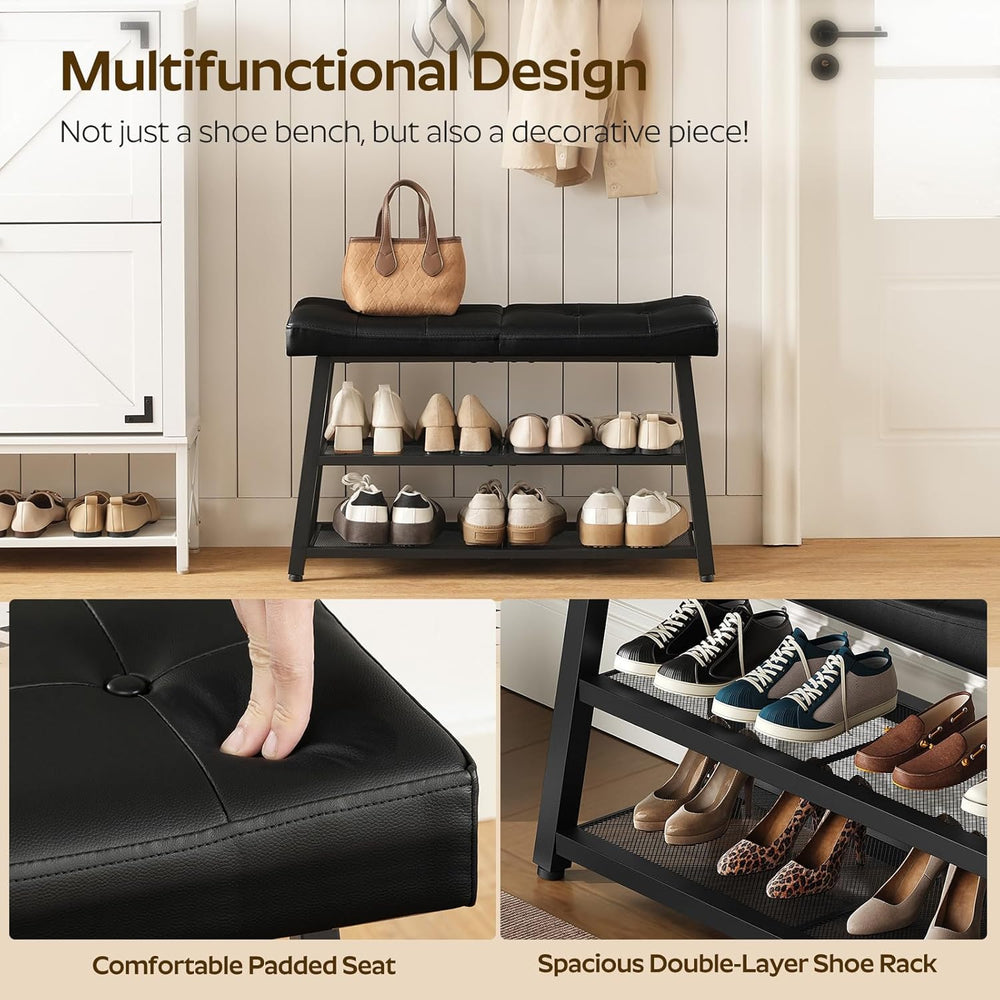 YATINEY Shoe Bench, 3-Tier Shoe Rack, Entryway Bench with Storage and Cushion...