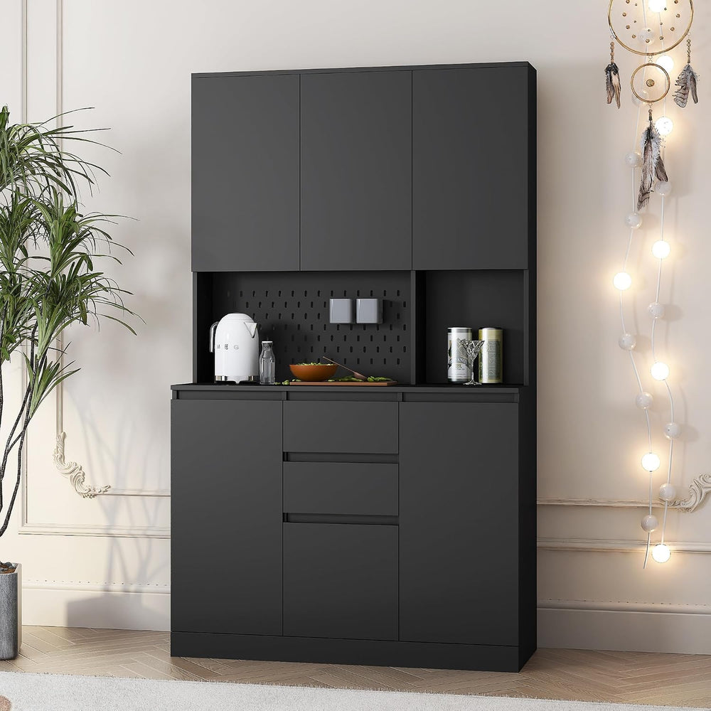 roomfitters 74" Kitchen Pantry Cabinet with Charging Station & USB P...