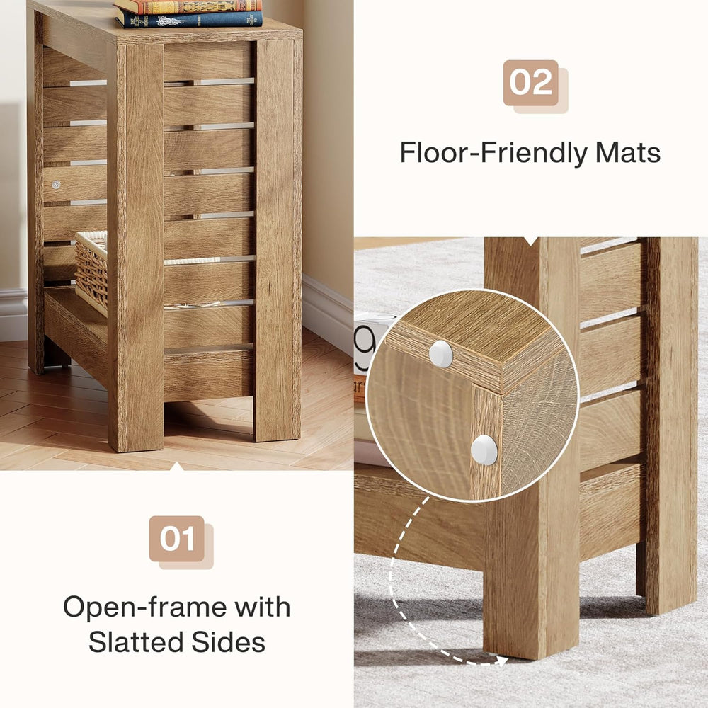 Tribesigns Narrow Side Table, 2-Tier Farmhouse Wooden End Table with Storage ...