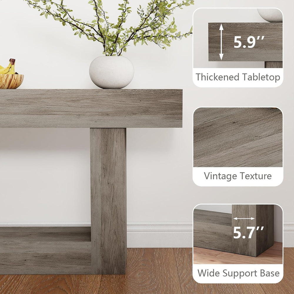 Spaco 63'' Long Console Table,2 Tier Farmhouse Entryway Table Sofa Ta...