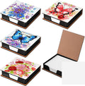 Saillong 4 Pcs Butterfly Diamond Painting Note Box Kit Flower Sticky Note Holders DIY Diamonds Art Storage Box with 160 Sticky Notes Painting Memo Pad for Office Supplies Desk Gifts