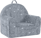 MeMoreCool Kids Chair, Glow Grey Dinosaur Kids Couch Sofa for Ages 3+ | Glow grey dinosaur kids chair, cozy foam armchair for reading corner, plush seat for playroom and kids room