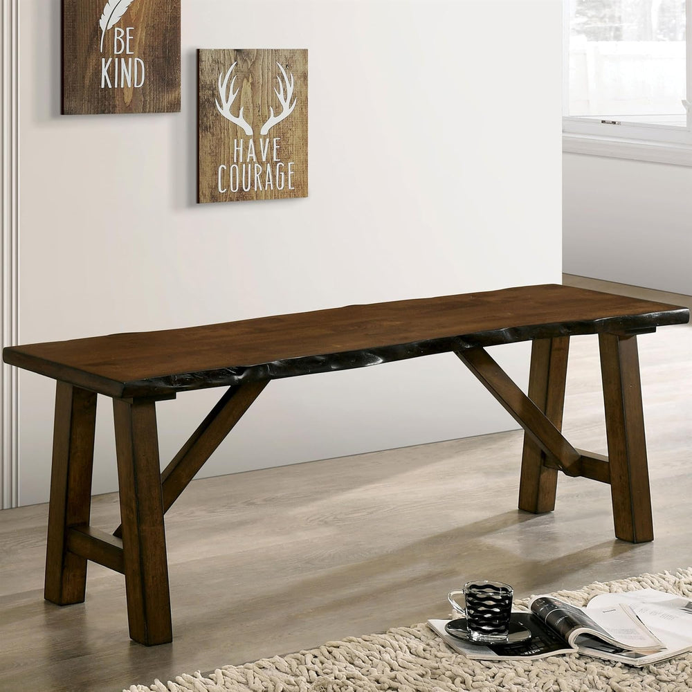 Furniture of America Drivet Rustic Wood Rectangle Dining Bench in Walnut
