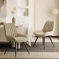 Modern Dining Chairs Set of 2,Upholstered Dining Room Chairs with Thick Cushions,Fabric Comfy Dining Chairs with Metal Legs for Dining Room Khaki