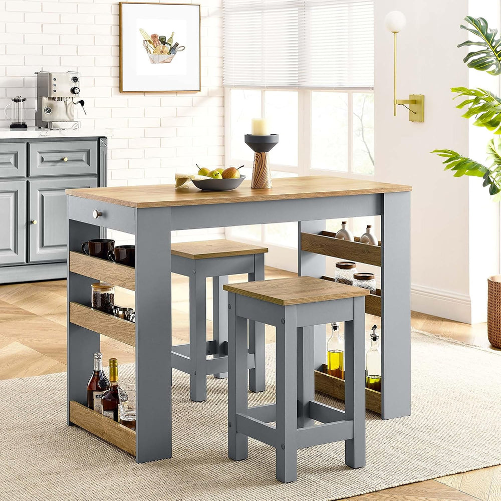 Modway Galley 3-Piece Small Kitchen Island Set with Seating and Storage in Oa...