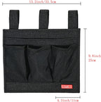 Linen Bedside Caddy, Bedside Storage Organizer for Hospital Beds, College Dorm Rooms or Baby Bed (Classic 4 Pockets Black)