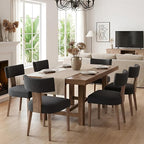 HNY Mid Century Modern Dining Chairs Set of 6, Farmhouse Linen Upholstered Accent Chairs Curved Backrest Kitchen Chairs, with Hardwood Frame, Charcoal