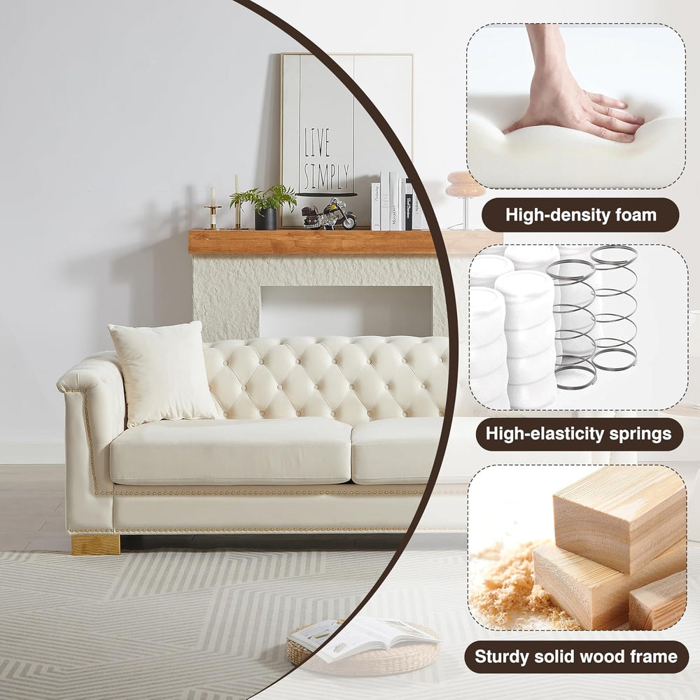 Harper & Bright Designs 84" Classic Modern Chesterfield Sofa - Velve...