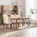Dining Chairs Set of 4, Button Tufted Parsons Upholstered Chairs with Solid Wood Legs, Mordern Fabric Kitchen Chairs for Dining Room, Beige