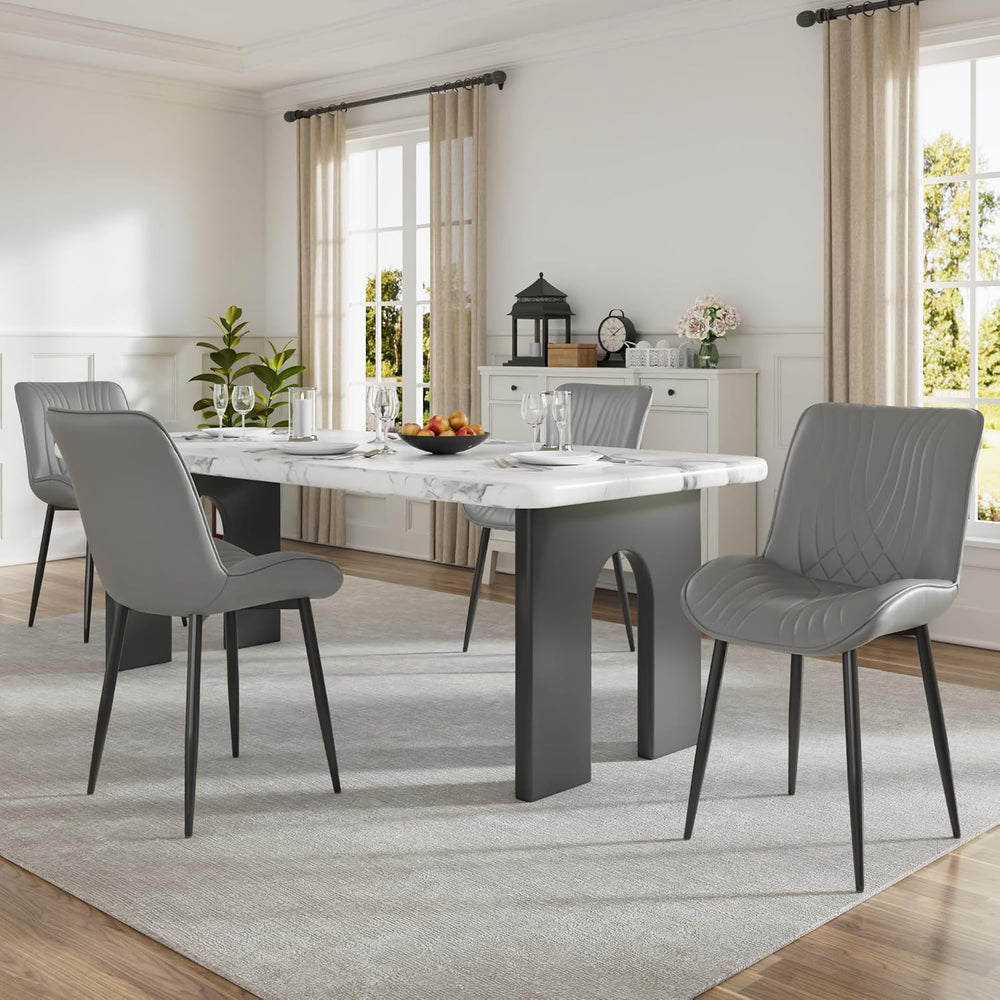 VECELO Dining Chairs Set of 4, Modern Upholstered Faux Leather Cushion Seat a...