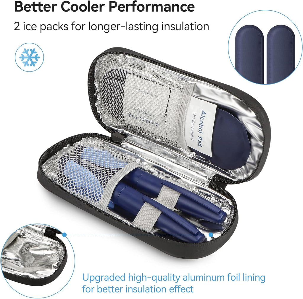 Insulin Cooler Travel Case Diabetic Medication Insulated Cool Organizer with 2 Reusable Ice Packs for Insulin Pen and Other Diabetic Supplies, for The Daily Life and Trip, Red Flower