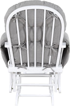 Geelife Glider and Ottoman White Wood Oyster Fabric Gray, Wood+Fabric, 27 in L x 29.25 in W x 38 in H