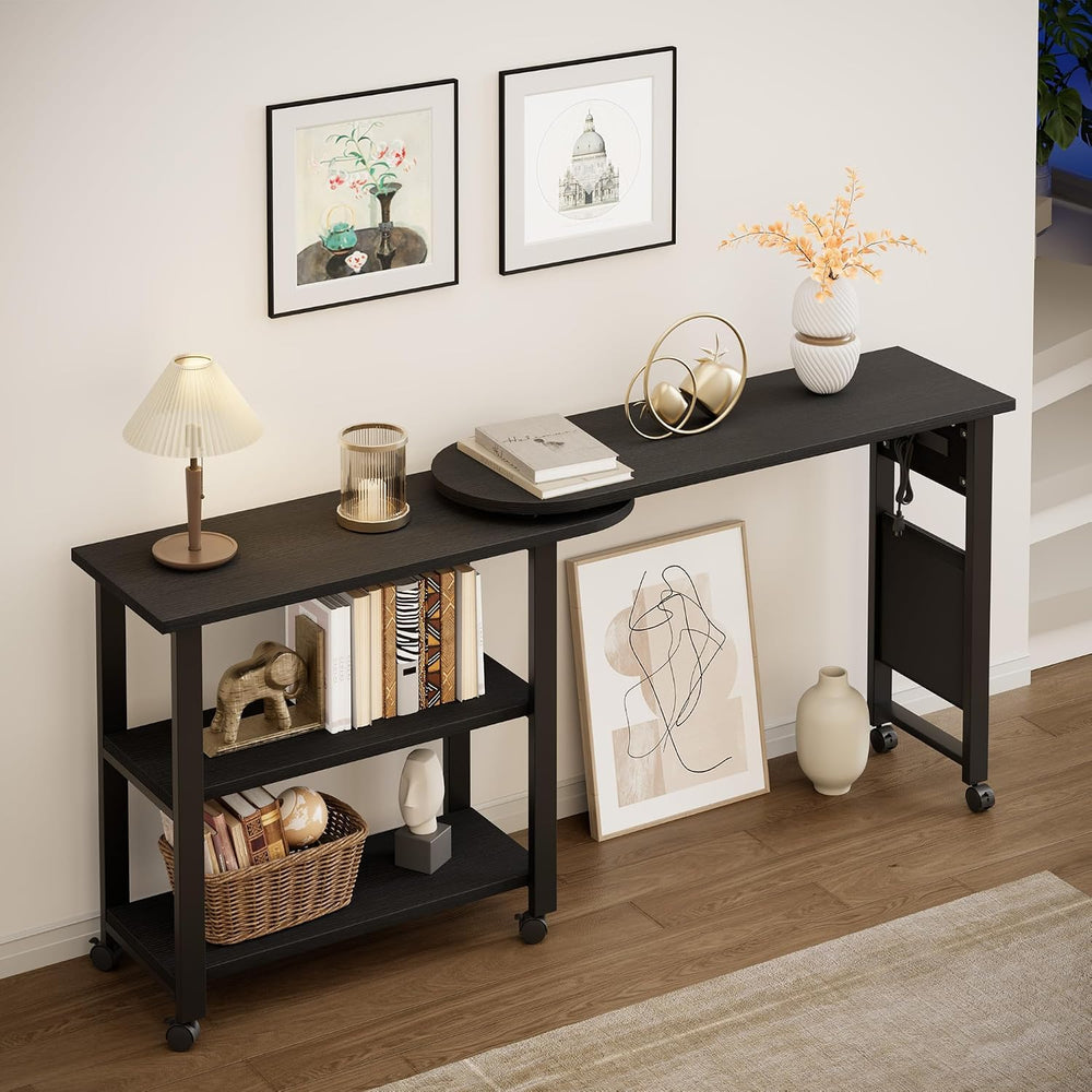 Towallmark 360° Free Rotating Sofa Side Table, End Table with Charging Statio...
