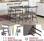 Tangkula Dining Table Set for 4, Kitchen Table and Chairs Set of 4 w/Metal Frame, 360° Swivel Feet, Space-Saving Dinette Table Set for Living Room, Restaurant, Breakfast Nook (Grey Oak)