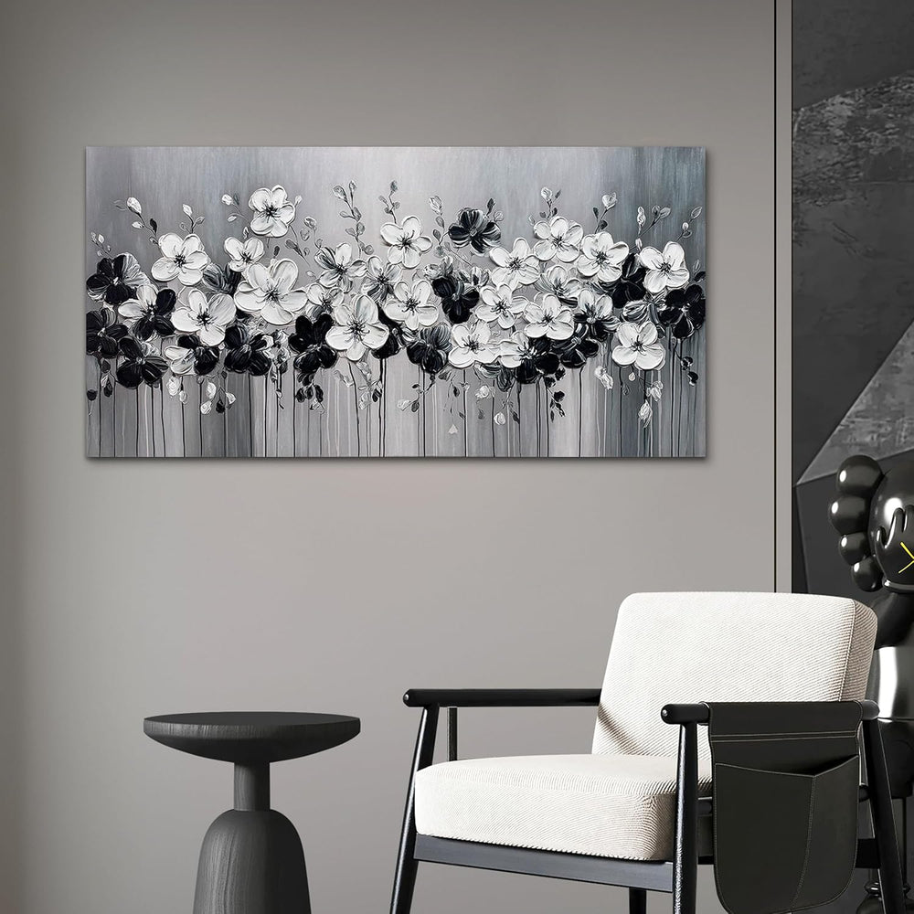 Tarfupth Black and White Flower Wall Art for Living Room Large Blossom Hand P...