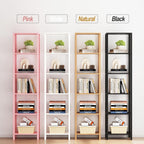 TUTOTAK Bookshelf, 6-Tier Tall Narrow Book Shelf for Small Space | 10.7 x 14.5 x 65.3 Inches Skinny Display Shelf with Storage for Living Room, Office, Study, Entryway, Pink BS01BP006