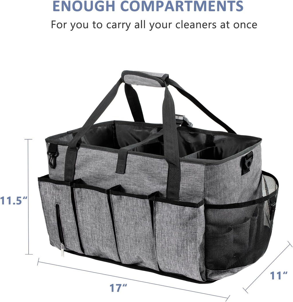 XL Professional Cleaning Caddy for Cleaning Suppliers, 17" Wearable Cleaing Bag for Housekeepers, Cleaning Organizer, Detailing Bag